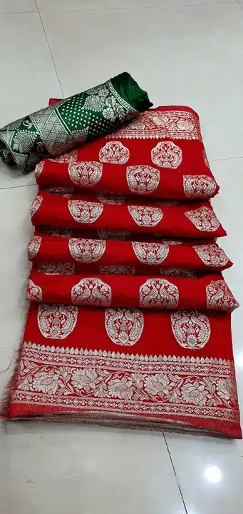 Pure dola silk saree uploaded by Narayan and sons jaipur rajasthan india on 6/16/2023