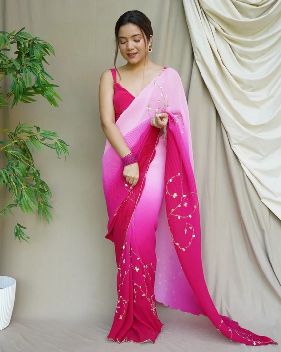 Crush shaded colored heavy georgette saree  uploaded by Organza mall on 6/16/2023
