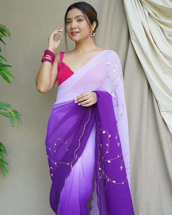 Post image Hey! Checkout my new product called
Crush shaded colored heavy georgette saree.