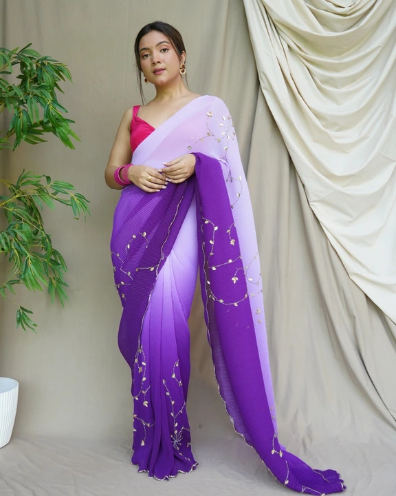 Crush shaded colored heavy georgette saree uploaded by Organza mall on 6/16/2023