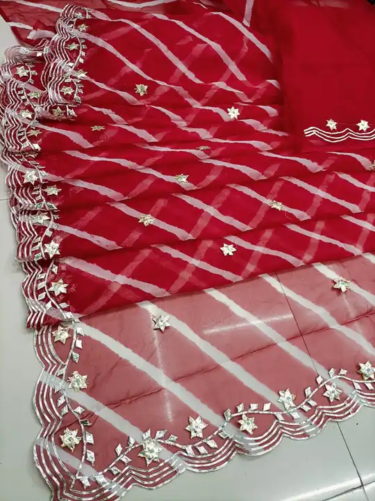 Organja fabric lehriya kacha gota work  uploaded by Narayan and sons jaipur rajasthan india on 6/16/2023