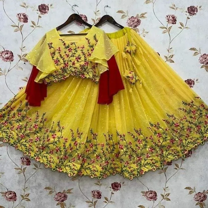 *Presenting you most beautiful kids seqwance crop top* 

👇 *Fabric details by* 👇

*🛑LEHENGA FABRI uploaded by Aanvi fab on 6/16/2023