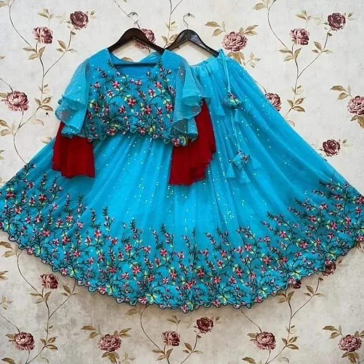 *Presenting you most beautiful kids seqwance crop top* 

👇 *Fabric details by* 👇

*🛑LEHENGA FABRI uploaded by Aanvi fab on 6/16/2023