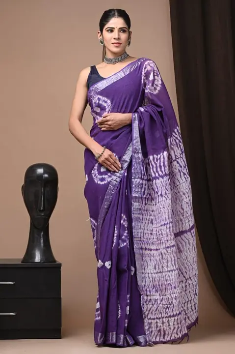 Linen saree uploaded by Bagru Hand Block Print Jaipur on 6/16/2023