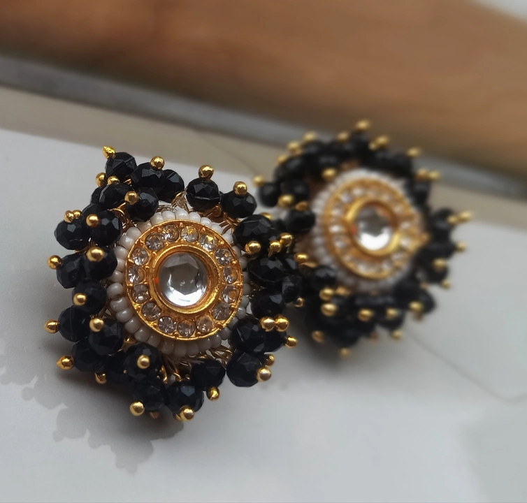 Kundan Black earrings  uploaded by business on 6/16/2023