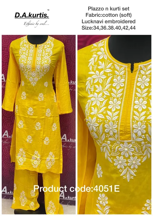 

Lucknavi embroidered kurti n plazzo set



₹34,36,38,40,42 uploaded by Wedding collection on 6/16/2023