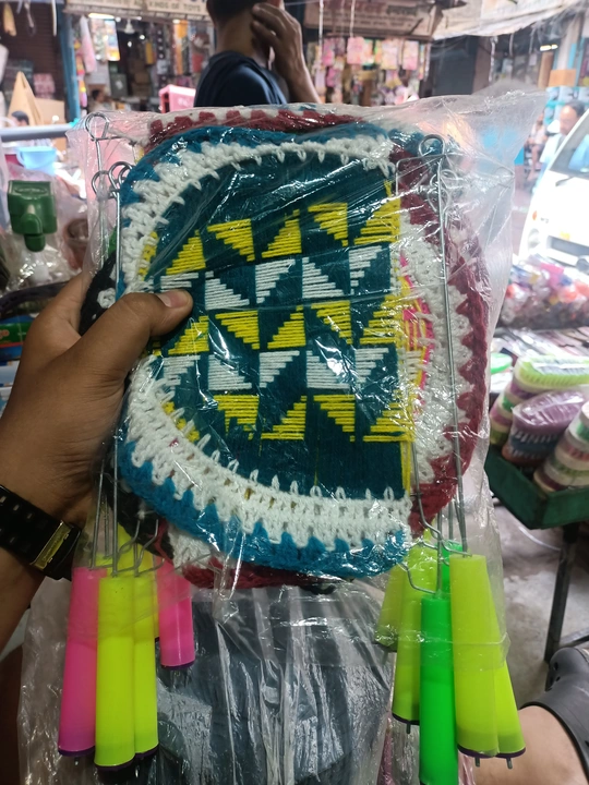 Hand Fan(Cloth)(12pieces) uploaded by Choudhary Traders on 6/16/2023