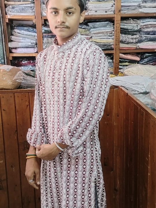 Cotton embroidery work kurta nd white pajama. uploaded by Sana Collection on 6/16/2023