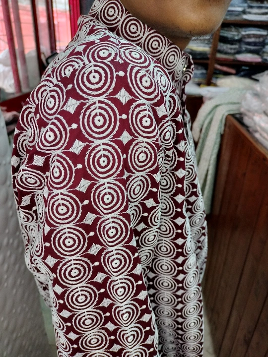 Cotton embroidery work kurta nd white pajama. uploaded by Sana Collection on 6/16/2023