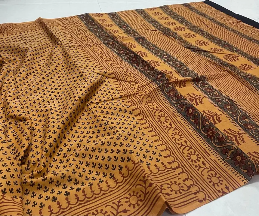 Hand block printed cotton Saree  uploaded by business on 6/16/2023