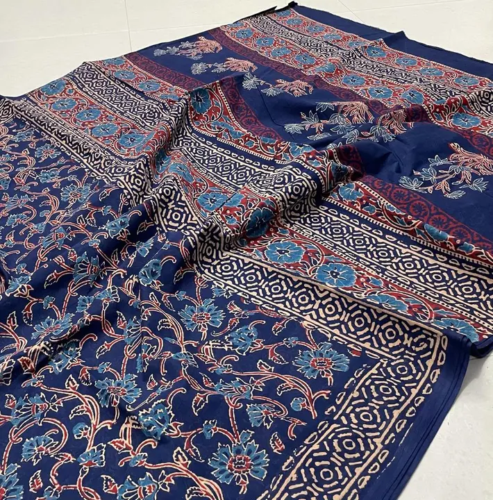 Hand block printed cotton Saree  uploaded by business on 6/16/2023