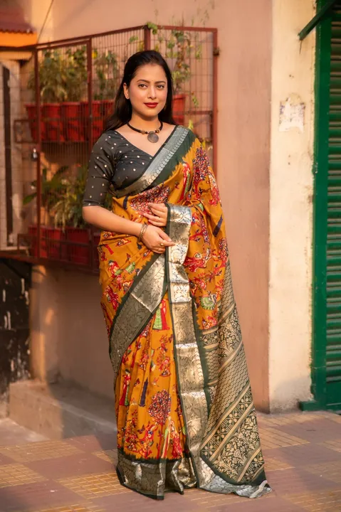 Quality- soft slub silk saree which gives cotton type feel.
Zari woven border.

Figure printed desig uploaded by Miss Lifestyle on 6/16/2023