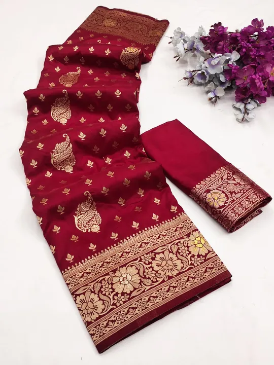 Pure Nylodn Dolla  Silk fabric saree Zari Weaving pallu With Beautiful Weaving motifs   uploaded by Miss Lifestyle on 6/16/2023