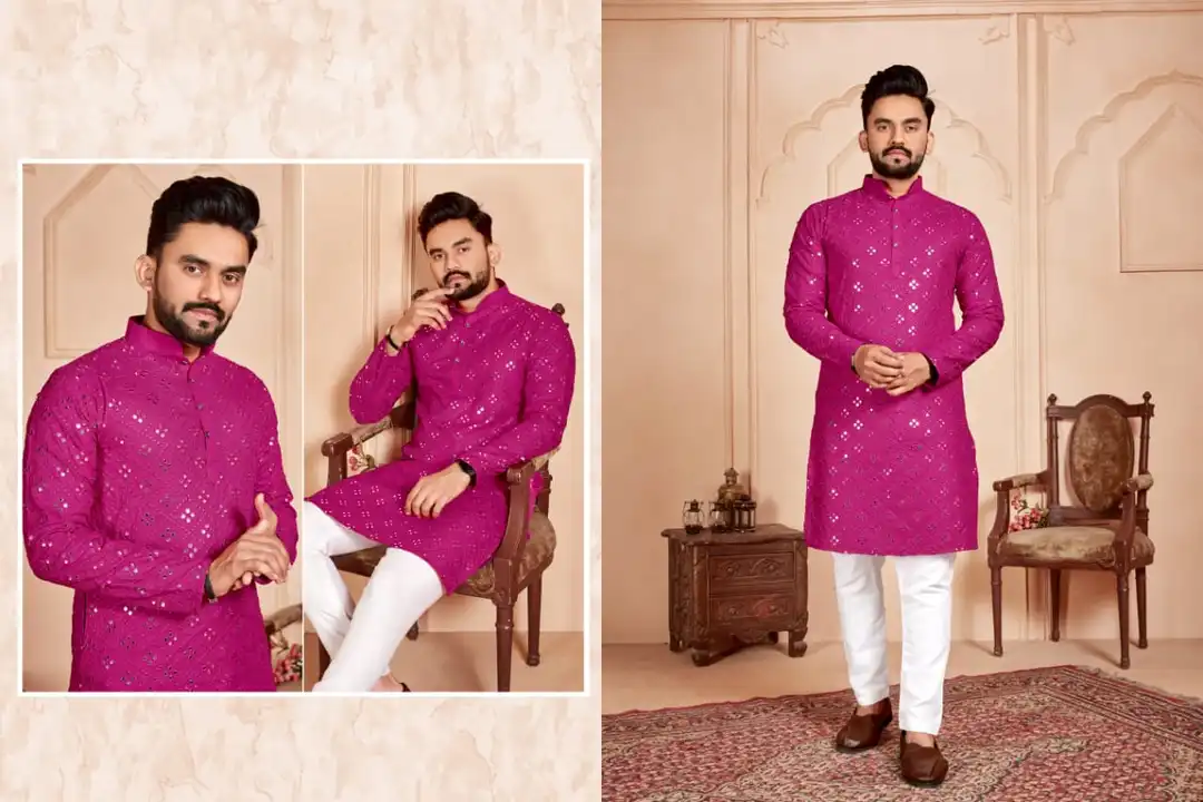 Men embroidery mirror work kurta uploaded by business on 6/16/2023