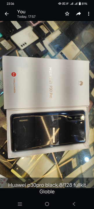 Huawei p30pro 8/128 new fullkit official gogle Play Store jio network support  uploaded by Anas trading co on 6/16/2023