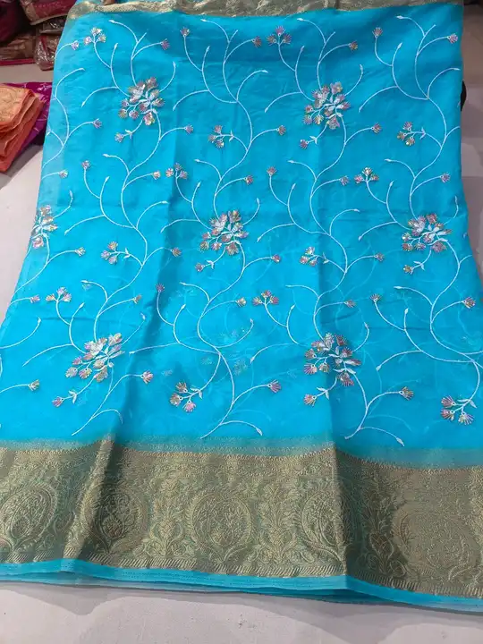 😍😍

🥰🥰Original product🥰🥰


👉👉 *Pure orgenza fabric with beautiful mx zari sicvens work jall  uploaded by Gotapatti manufacturer on 6/17/2023