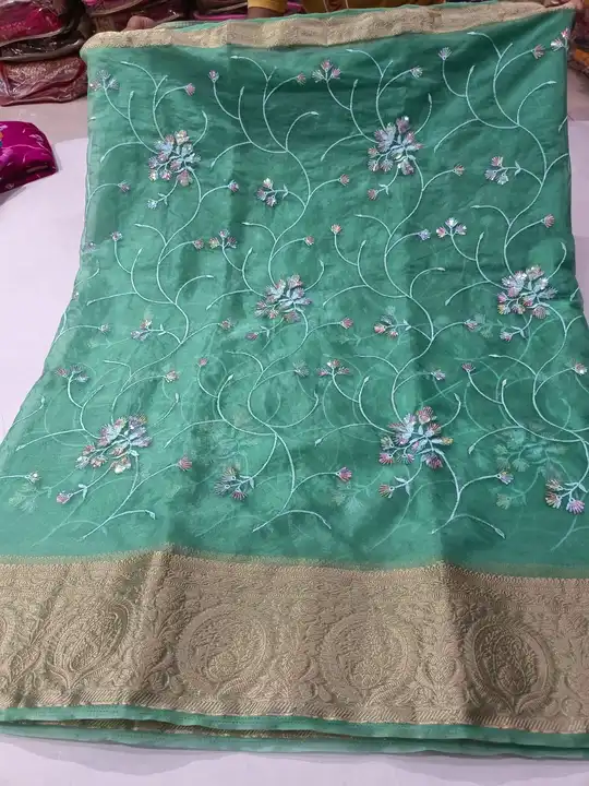 😍😍

🥰🥰Original product🥰🥰


👉👉 *Pure orgenza fabric with beautiful mx zari sicvens work jall  uploaded by Gotapatti manufacturer on 6/17/2023