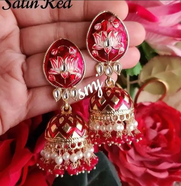 Meenakari jhumka earrings uploaded by Manath on 6/17/2023