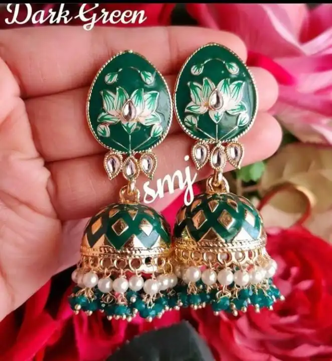 Meenakari jhumka earrings uploaded by Manath on 6/17/2023