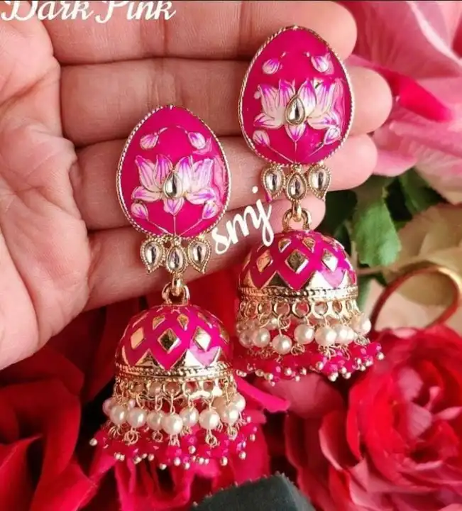 Meenakari jhumka earrings uploaded by Manath on 6/17/2023