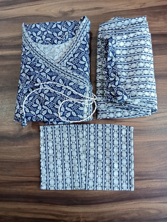 Angarakha pattern - Kurti + pant + handkerchief + hand bag - cotton Fabric uploaded by business on 6/17/2023