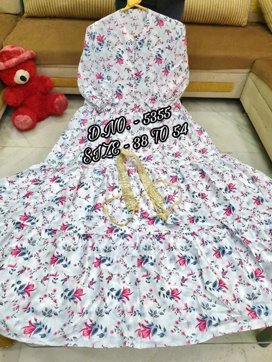 😍 *D.NO. - 5355* 😍

👗 *Stylish Heavy Rayon 14 Kg. Best Quality Fabric, Flared, Long Floor Length  uploaded by Aanvi fab on 6/17/2023