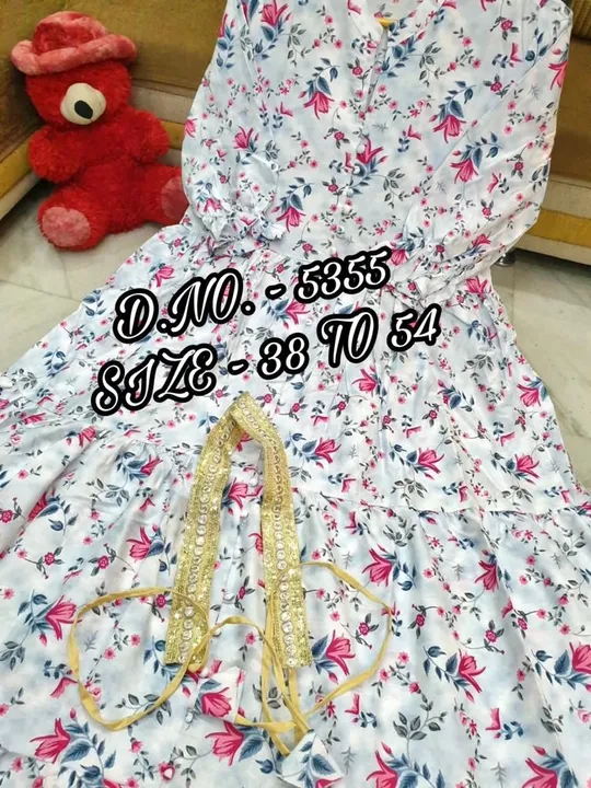 😍 *D.NO. - 5355* 😍

👗 *Stylish Heavy Rayon 14 Kg. Best Quality Fabric, Flared, Long Floor Length  uploaded by Aanvi fab on 6/17/2023
