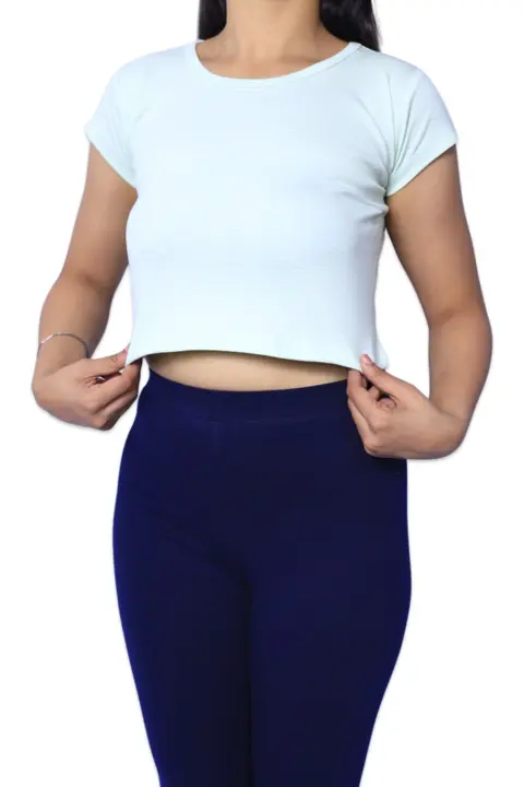 Crop top shirts white green stripe for women uploaded by Prince Enterprises on 6/17/2023