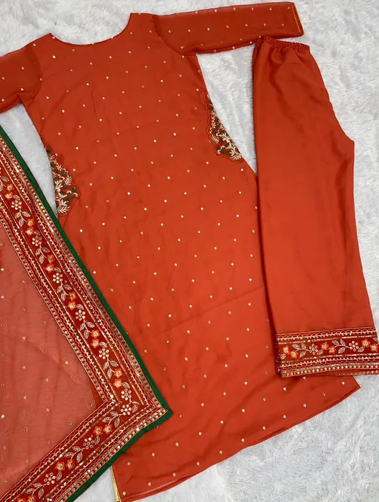 DESIGNER FANCY EMBROIDERED SEQUINS WORK LONG TOP WITH DUPATTA* uploaded by Shreeji fashion on 6/17/2023