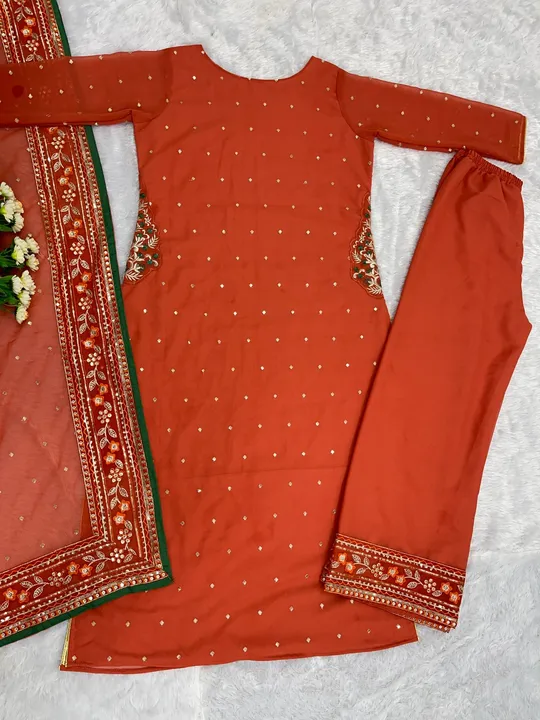 DESIGNER FANCY EMBROIDERED SEQUINS WORK LONG TOP WITH DUPATTA* uploaded by Shreeji fashion on 6/17/2023