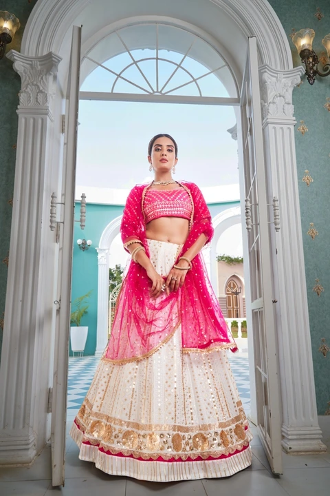 Breathing in a ton of cultural hues and ethnicities,  presence of Elegant in our designer lehenga, uploaded by Fatema Fashion on 6/17/2023