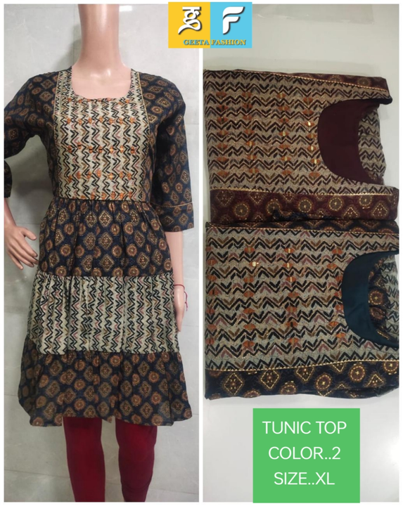 Tunic top
*Fabric -Modal print
*Size...xl
*Color..2 uploaded by Shop no 4 baroda pristeg varachha on 6/17/2023