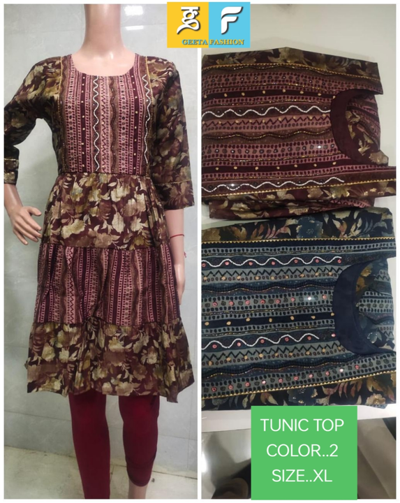 Tunic top
*Fabric -Modal print
*Size...xl
*Color..2 uploaded by Shop no 4 baroda pristeg varachha on 6/17/2023