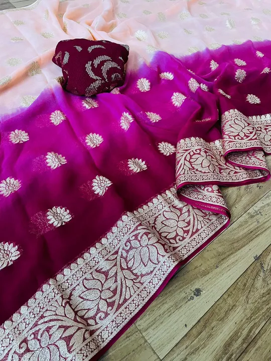 Viscose weaving Georgette saree uploaded by Suyukti fab on 6/17/2023