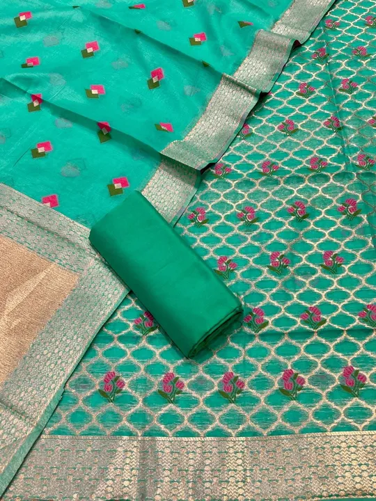 *Banarasi Jamevar cotton silk suit*🌺🌺

*Top multi colour weaving zari nd resham mix*
*Dupatta also uploaded by Aanvi fab on 6/17/2023