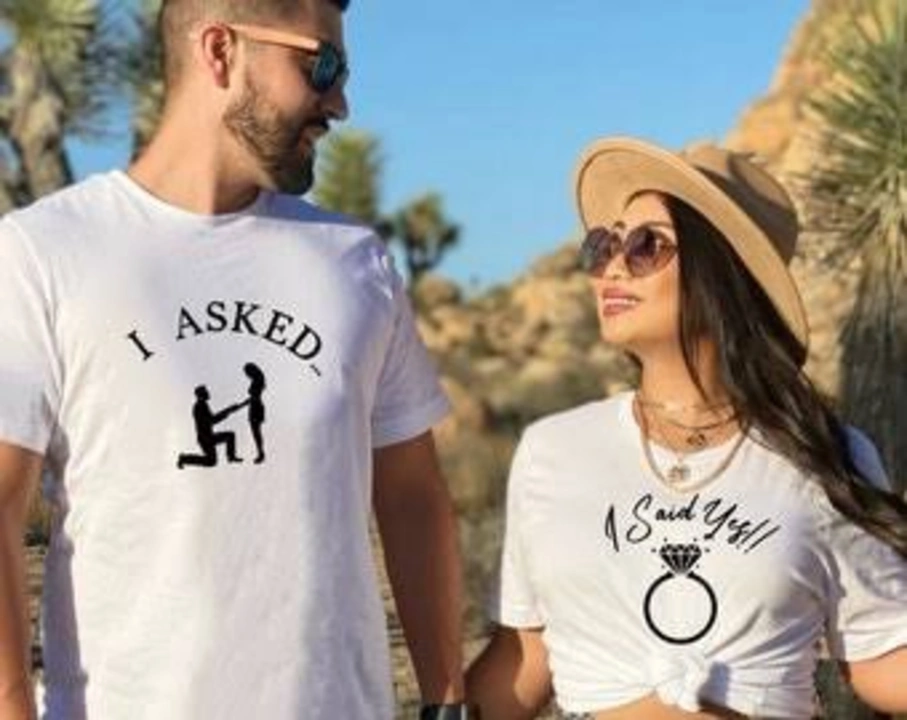 White round neck couple tshirt pack of 2 price  uploaded by business on 6/17/2023
