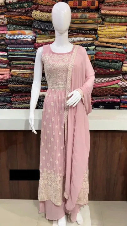 *👉❤️ NEW LUNCHING 3 PICES SUIT FANCY EMBROIDERY AND SEQUINS WORK NAIRA CUT LONG KURTI - PLAZZO WITH uploaded by Fashion Textile  on 6/17/2023