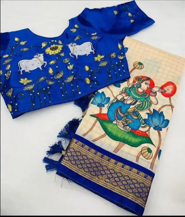 Stunning Uppada Silk Kalamkari Print Saree with Ready-Made Blouse - Premium Range Desing Saree uploaded by DHANANJAY CREATIONS on 6/17/2023