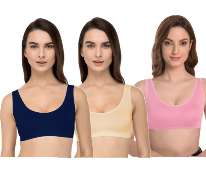 Multicolor Women's Imported Cotton Sports Bra Non-Padded Non-Wired Daily Workout Sport Bra uploaded by business on 6/17/2023