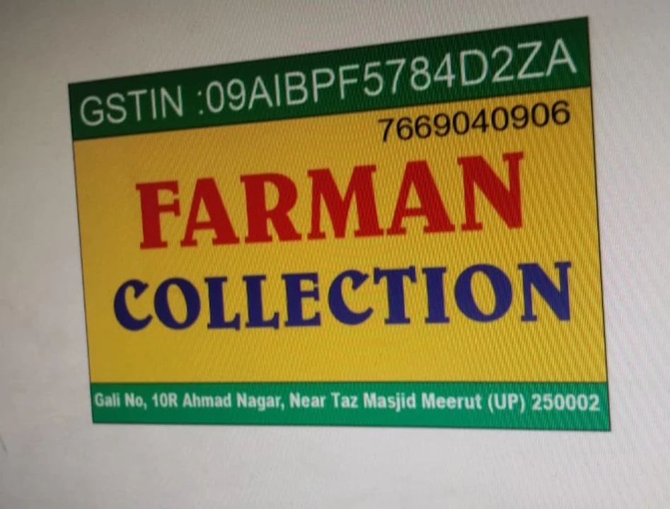 Visiting card store images of FARMAN COLLECTION 