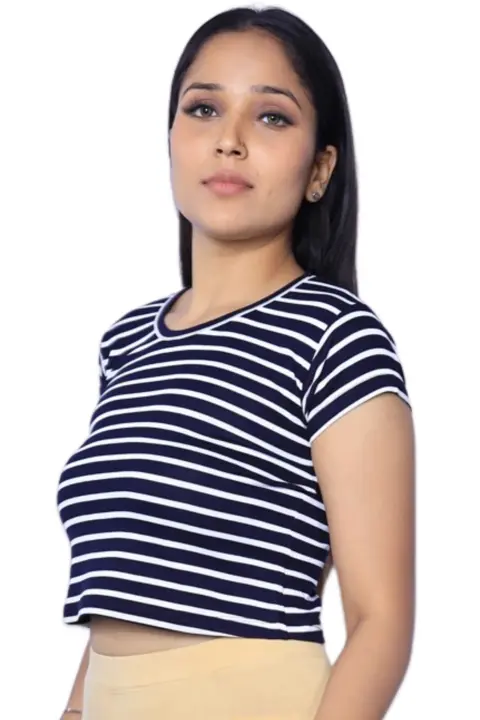 Crop top shirts Navy white stripe uploaded by Prince Enterprises on 5/30/2024