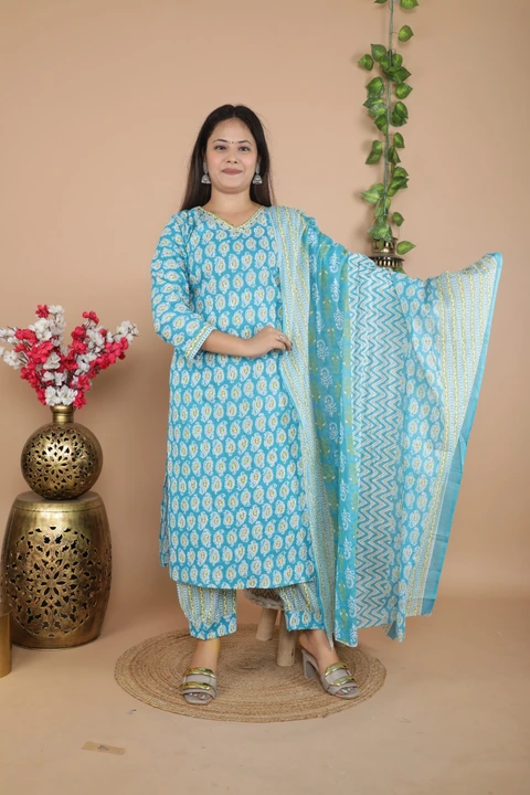 Afgani kurti pant dupatta in cotton uploaded by Ruhi Collection  on 6/17/2023