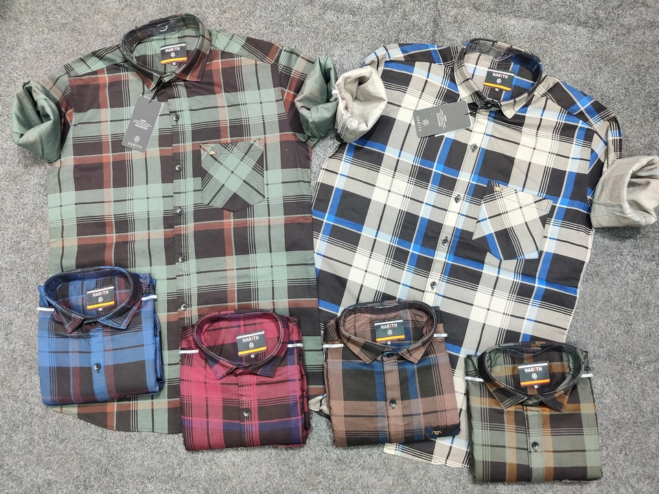 MEN'S COTTON DARK CHECKS COLLECTION FOR WHOLESALE BY HARITHWEAR uploaded by Siddhi Garments on 6/17/2023