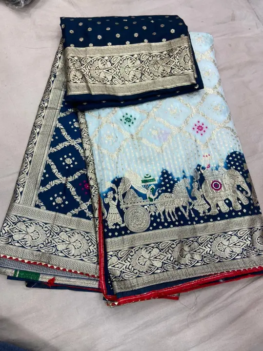 💥Super new design launch saree💥
 special saree 
👉👉pure Russian  Dola  faag   design silk fabric uploaded by Gotapatti manufacturer on 6/18/2023