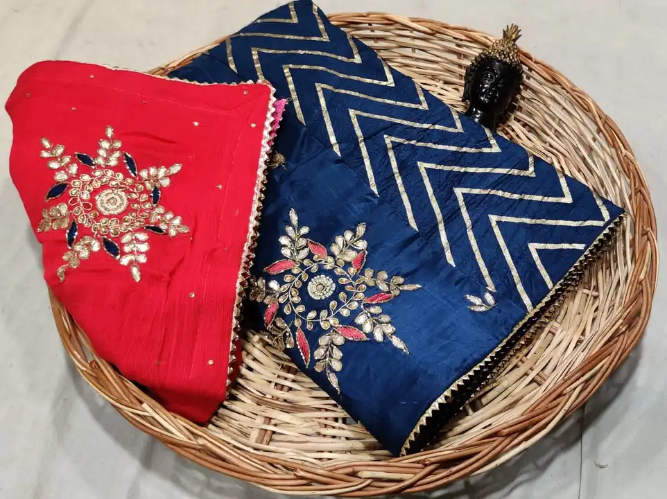 *Beautiful Lehanga 

For This Wedding Season

Designer product

🎉Pure Uppda silk half &half lehnga
 uploaded by Gotapatti manufacturer on 6/18/2023