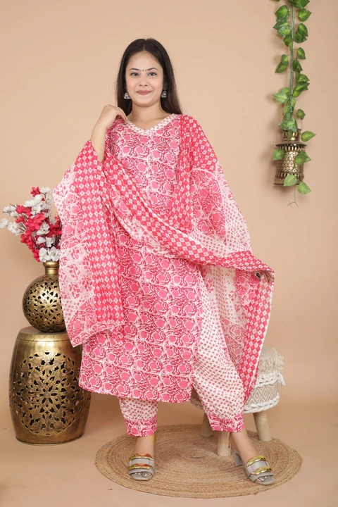 Afghani kurti pant dupatta cotton uploaded by Ruhi Collection  on 6/18/2023