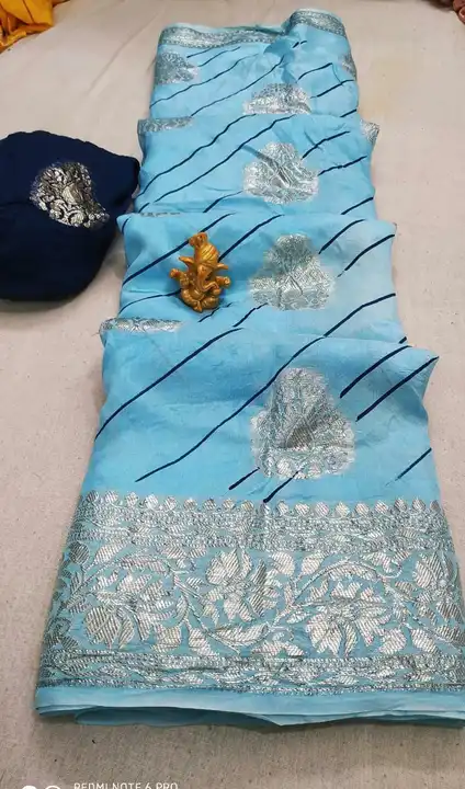 New launched💥 Enjoy this Saavan season special 💠💠💠  pyor Russian silk lehriya Saree⚡⚡

✨Pyore  R uploaded by Gotapatti manufacturer on 6/18/2023