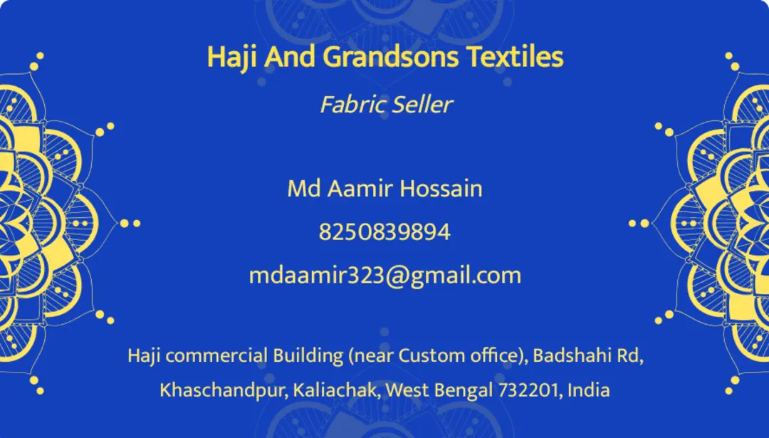 Visiting card store images of HAJI AND GRANDSONS TEXTILES