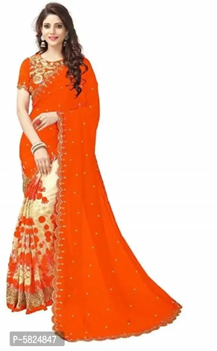 Georgette and Net Heavy Embroidery Work Party Wear Saree with Fancy Blouse piece

 Color:  Orange

  uploaded by business on 6/18/2023