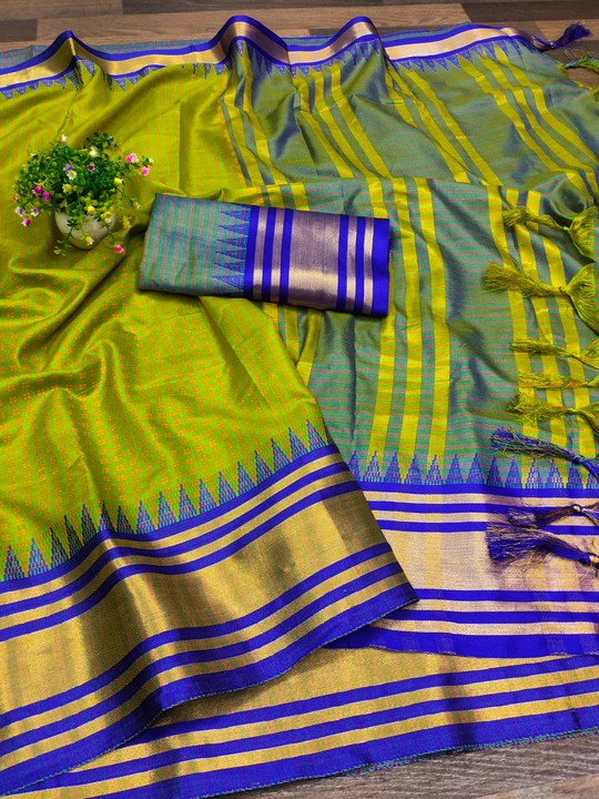 Checkered printed cotton silk saree uploaded by Vihaan Enterprise on 6/18/2023